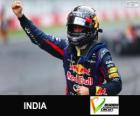 Себастьян Феттель празднует свою победу в Гран-при Индии 2013